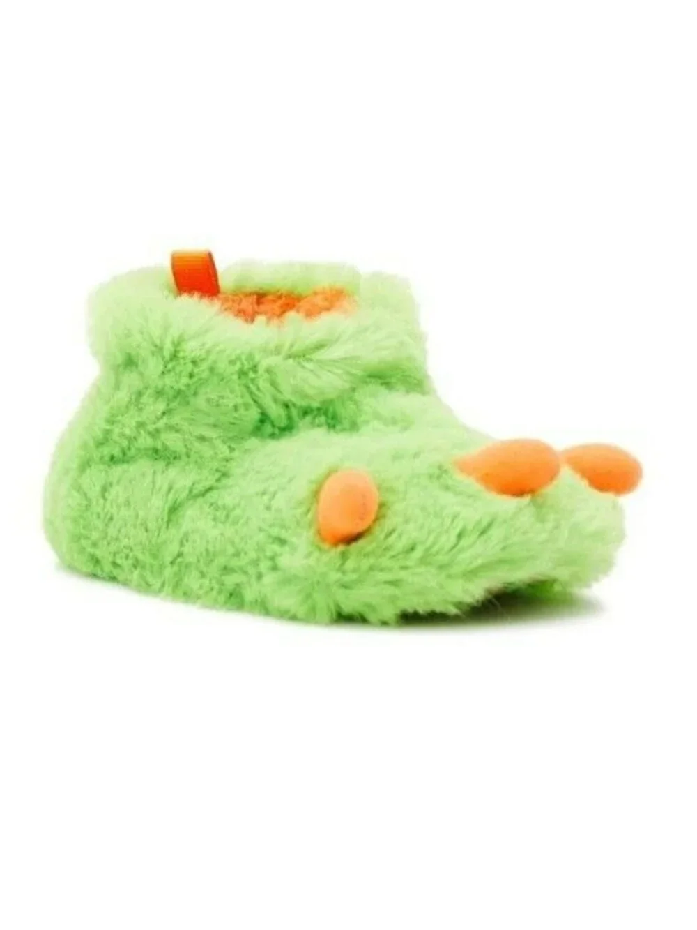 Wonder Nation Infant Green Monster Claw Slippers Size 6 With Plush Fuzzy Faux Fu
